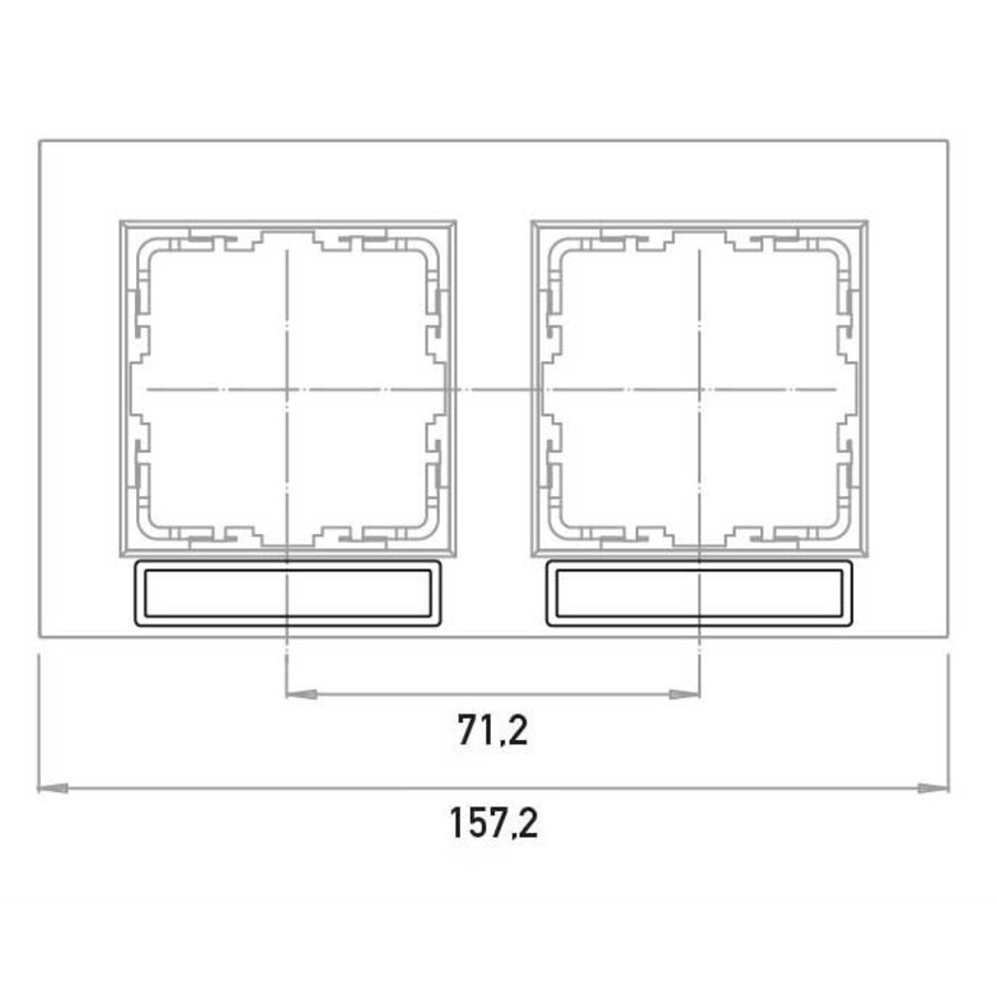 Kopp afdekraam 2-voudig met tekstvenster horizontaal HK07 staal grijs (402647203)