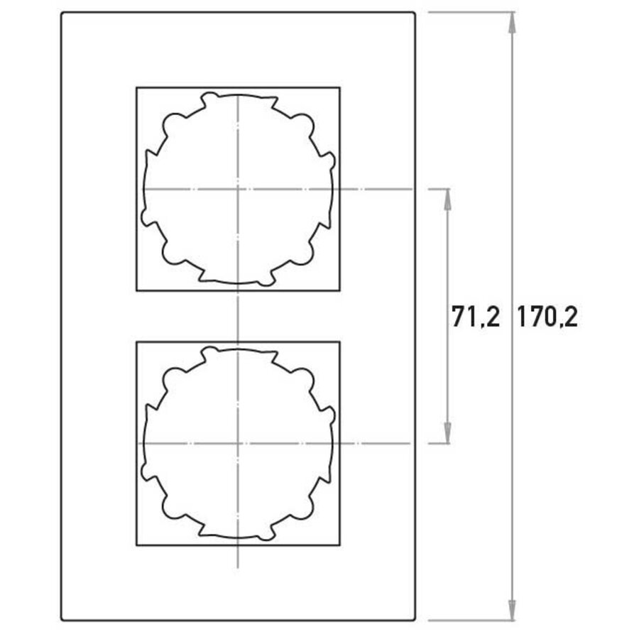 Kopp afdekraam 2-voudig HK07 glas zwart (405405004)