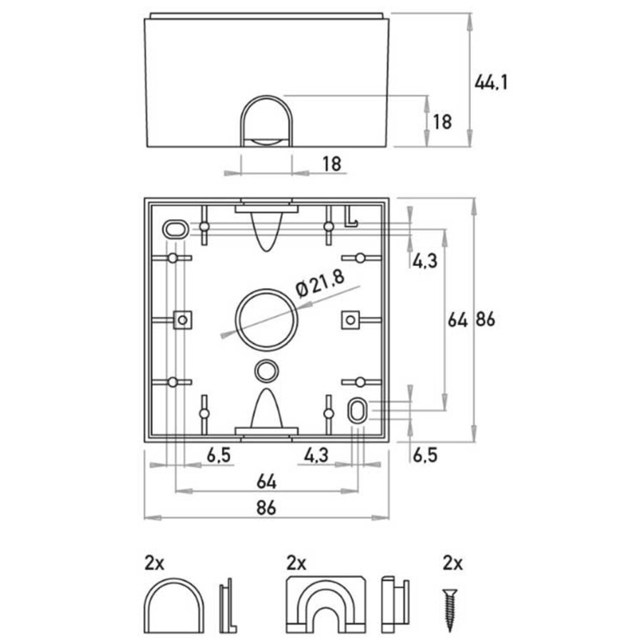 Kopp opbouwdoos 1-voudig HK07 Athenis antraciet (374715005)