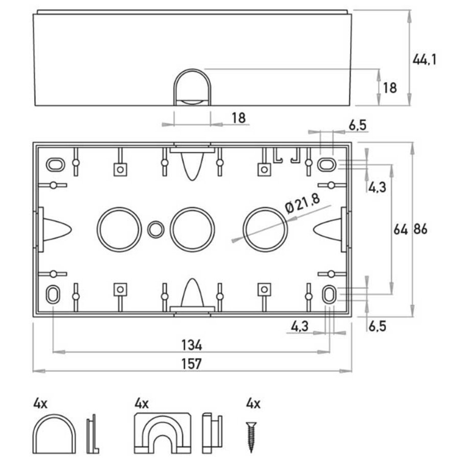 Kopp opbouwdoos 2-voudig HK07 Athenis staal grijs (374847001)