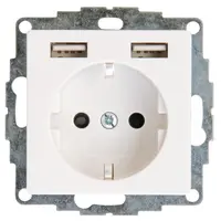 Kopp wandcontactdoos randaarde met verhoogde aanraakbeveiliging en 2x USB HK07 Athenis wit glans (296229004)