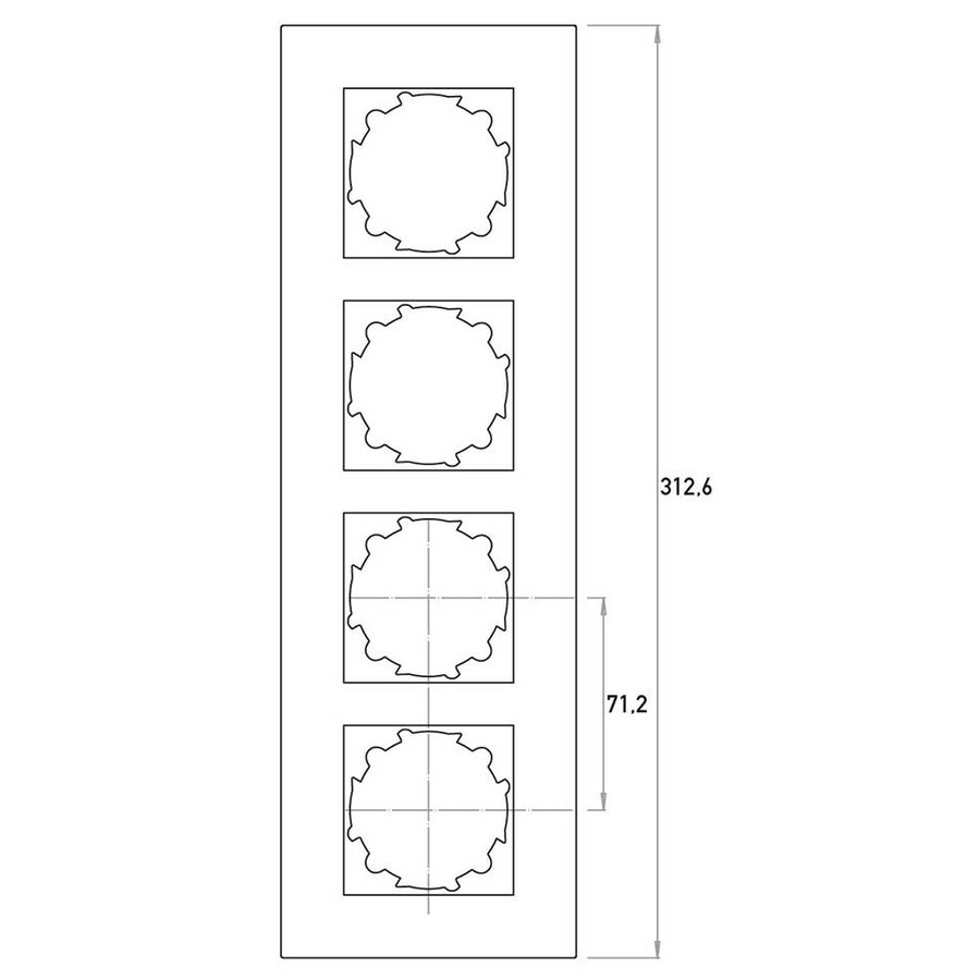 Kopp afdekraam 4-voudig HK07 glas wit (406602008)