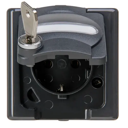 Kopp wandcontactdoos 1-voudig randaarde IP44 slot 12 antraciet Blue Electric (103523008)
