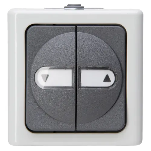 Kopp jaloezieschakeaar IP44 grijs Blue Electric (560956012) Kopp jaloezieschakeaar IP44 grijs Blue Electric (560956012)