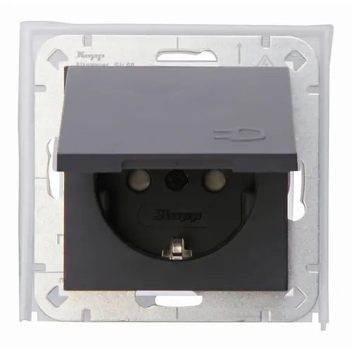 Kopp wandcontactdoos IP44 1-voudig randaarde sh antraciet HK07 (954015008) Kopp wandcontactdoos IP44 1-voudig randaarde sh antraciet HK07 (954015008)