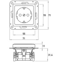 Kopp wandcontactdoos randaarde HK02 Milano eiken (914830003)