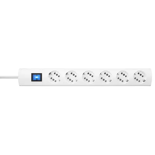 Kopp DUOversal PLUS snoercentrale 6 RA of 12 Eurostekkers met schakelaar en 3 meter snoer wit (234202016)