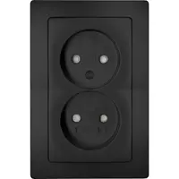Kopp wandcontactdoos 2-voudig zonder randaarde Safety+ voor enkele inbouwdoos HK05 Paris zwart mat (944750081)