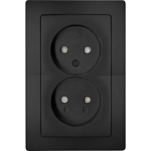Kopp wandcontactdoos 2-voudig zonder randaarde Safety+ voor enkele inbouwdoos HK05 Paris zwart mat (944750081)