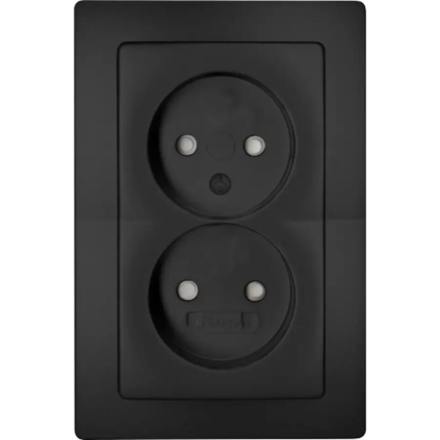Kopp wandcontactdoos 2-voudig zonder randaarde Safety+ voor enkele inbouwdoos HK05 Paris zwart mat (944750081)