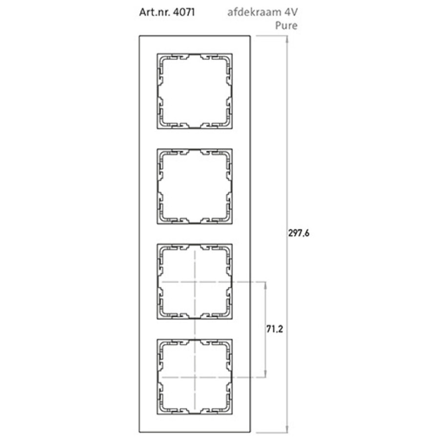 Kopp afdekraam 4-voudig HK07 PURE staal grijs (407147007)