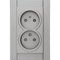 Kopp wandcontactdoos 2-voudig zonder randaarde Safety+ voor enkele inbouwdoos HK07 Athenis staal grijs (950047007)