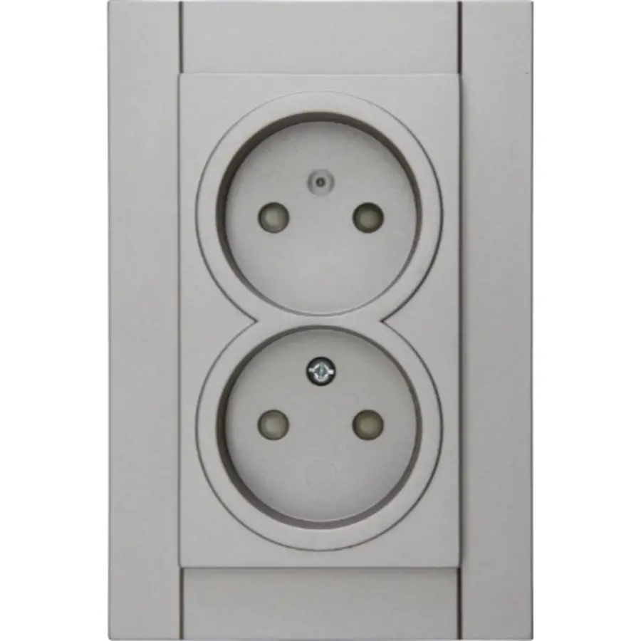 Kopp wandcontactdoos 2-voudig zonder randaarde Safety+ voor enkele inbouwdoos HK07 Athenis staal grijs (950047007)