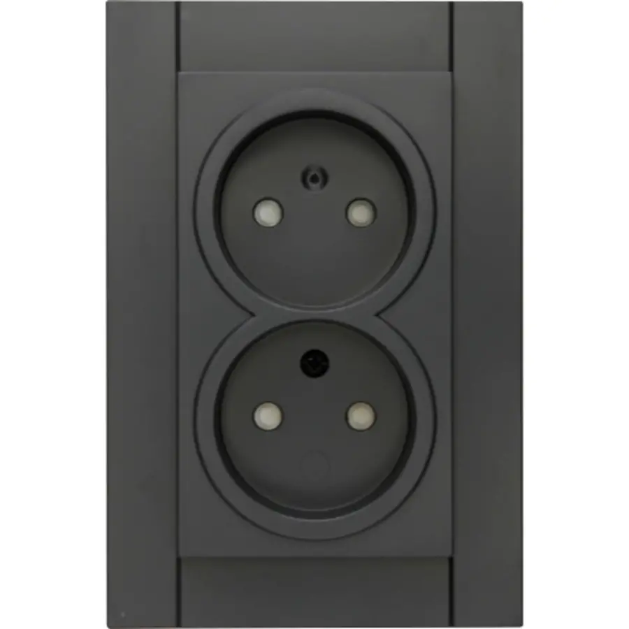 Kopp wandcontactdoos 2-voudig zonder randaarde Safety+ voor enkele inbouwdoos HK07 Athenis antraciet (950015004)