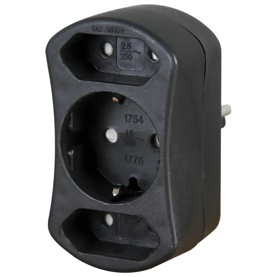 Kopp verloopstekker 1x RA en 2 x euro zwart (177605002)