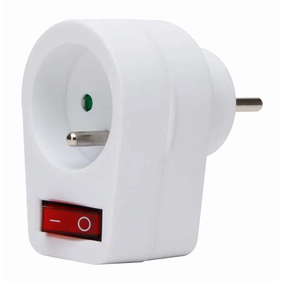 Kopp adapter 1x penaarde Belgie met schakelaar wit (705202002)