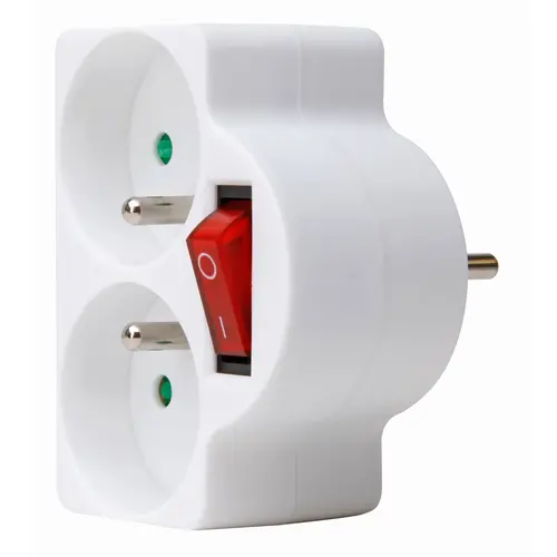 Kopp adapter 2x penaarde Belgie met schakelaar wit (705213002) Kopp adapter 2x penaarde Belgie met schakelaar wit (705213002)