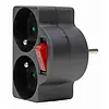 Kopp adapter 2x penaarde Belgie met schakelaar zwart (705205005)