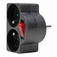 Kopp adapter 2x penaarde Belgie met schakelaar zwart (705205005)