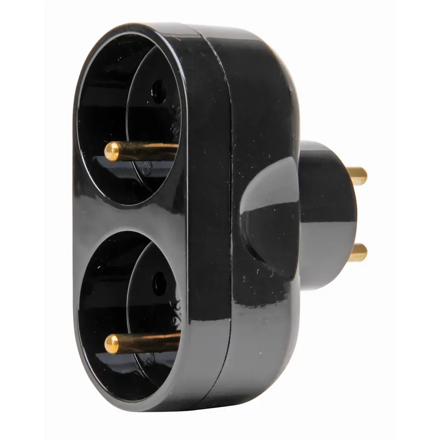 Kopp adapter 2x penaarde Belgie ovaal zwart (705115001)