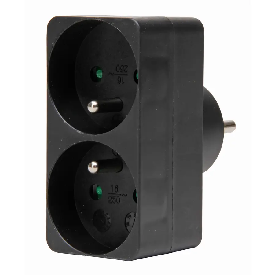 Kopp adapter 2x penaarde Belgie rechthoek zwart (705105004)