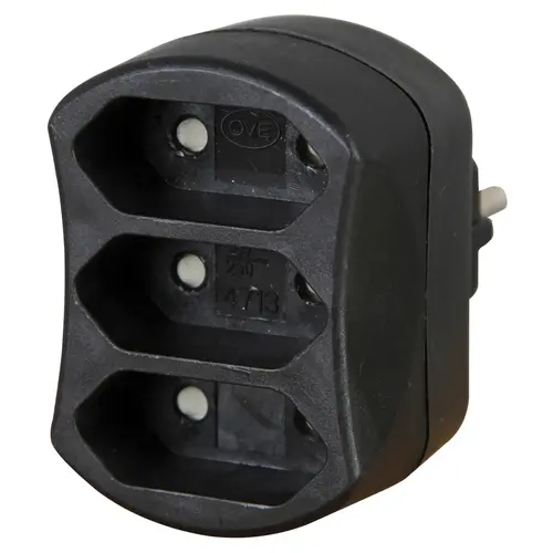 Kopp verloopstekker 3x euro 2.5A zwart (471305006) Kopp verloopstekker 3x euro 2.5A zwart (471305006)