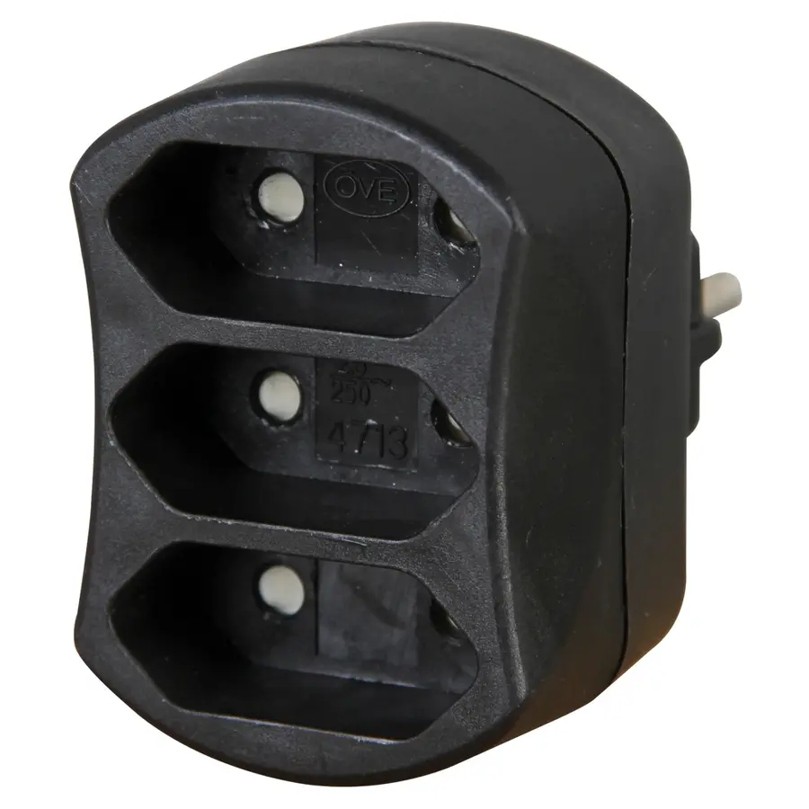 Kopp verloopstekker 3x euro 2.5A zwart (471305006)