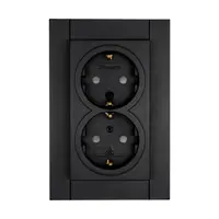 Kopp wandcontactdoos 2-voudig randaarde Safety+ voor enkele inbouwdoos HK07 Athenis zwart mat (940250006)
