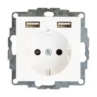 Kopp wandcontactdoos randaarde verhoogde aanraakbeveiliging en 2x USB HK07 Athenis arctic wit mat (296232004)