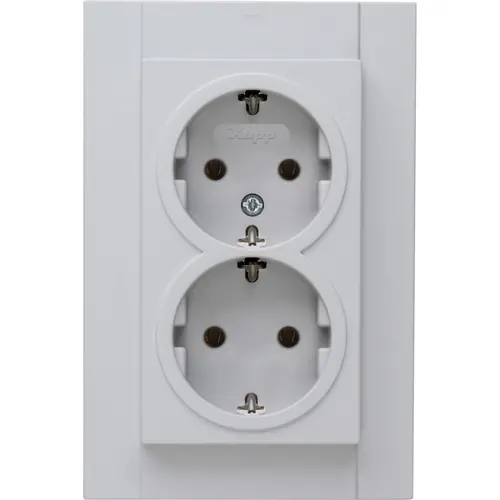 Kopp wandcontactdoos 2-voudig randaarde voor enkele inbouwdoos HK07 Athenis grijs mat (929534000)