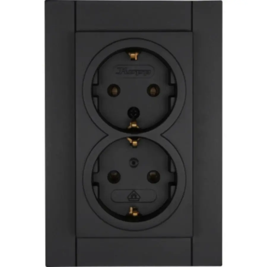 Kopp wandcontactdoos 2-voudig randaarde voor enkele inbouwdoos HK07 Athenis zwart mat (929550000)