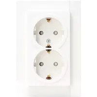Kopp wandcontactdoos 2-voudig randaarde Safety+ voor enkele inbouwdoos HK07 Athenis arctic wit glans (940213001)