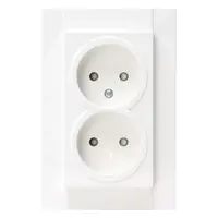 Kopp wandcontactdoos 2-voudig zonder randaarde Safety+ voor enkele inbouwdoos HK07 Athenis arctic wit glans (950013002)