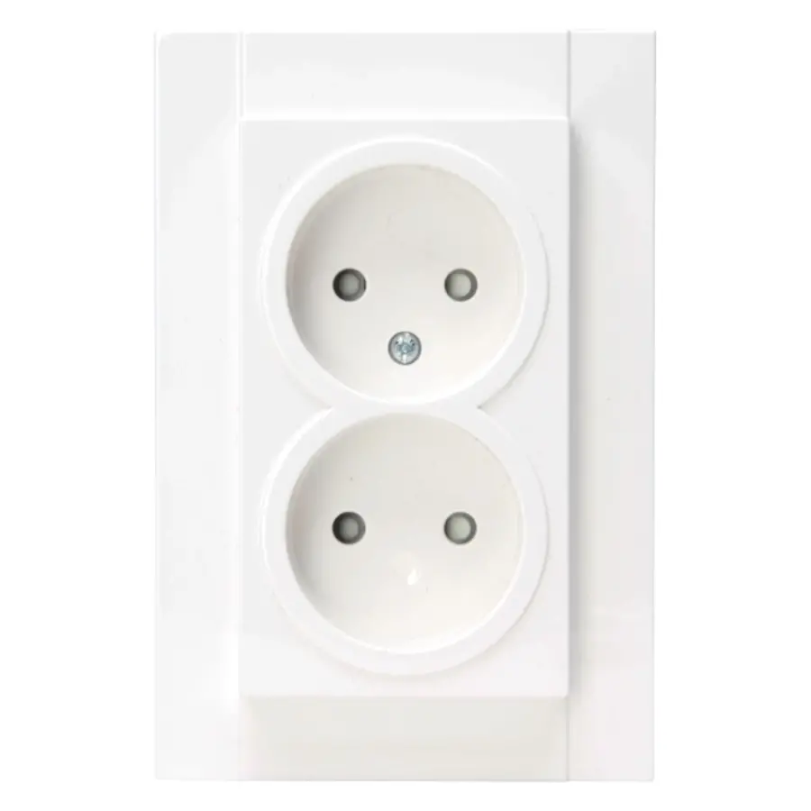 Kopp wandcontactdoos 2-voudig zonder randaarde Safety+ voor enkele inbouwdoos HK07 Athenis arctic wit glans (950013002)
