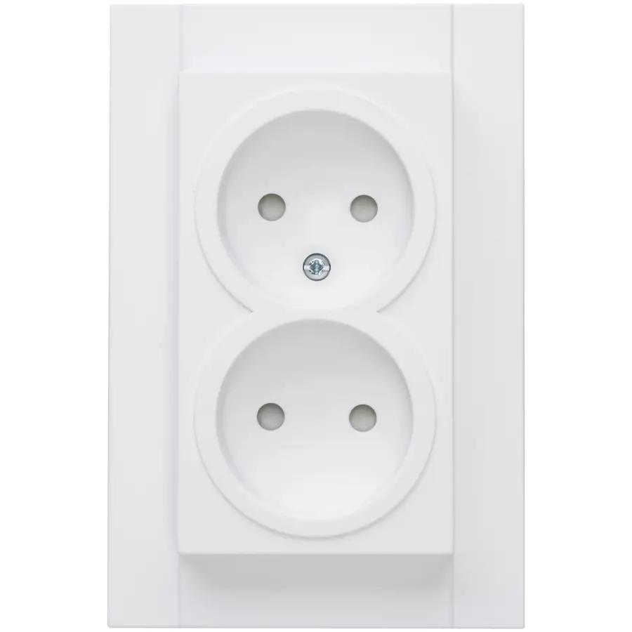 Kopp wandcontactdoos 2-voudig zonder randaarde Safety+ voor enkele inbouwdoos HK07 Athenis arctic wit mat (950032005)