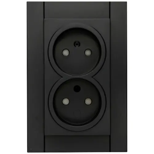 Kopp wandcontactdoos 2-voudig zonder randaarde Safety+ voor enkele inbouwdoos HK07 Athenis zwart mat (950050007)