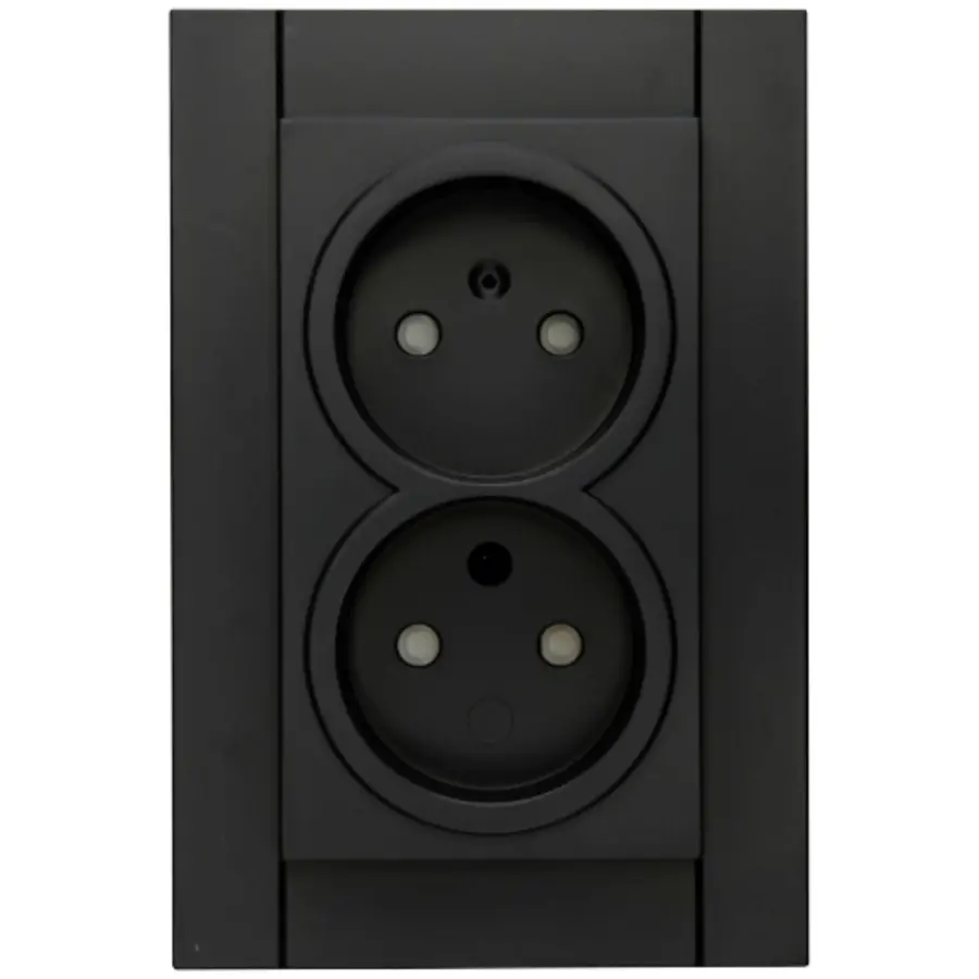 Kopp wandcontactdoos 2-voudig zonder randaarde Safety+ voor enkele inbouwdoos HK07 Athenis zwart mat (950050007)