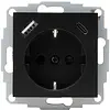 Kopp wandcontactdoos randaarde USB-A en USB-C met verhoogde aanraakbeveiliging HK07 Athenis zwart mat (297250007)
