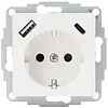 Kopp wandcontactdoos randaarde USB-A en USB-C met verhoogde aanraakbeveiliging HK07 Athenis helder wit glans (297229005)