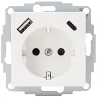 Kopp wandcontactdoos randaarde USB-A en USB-C met verhoogde aanraakbeveiliging HK07 Athenis helder wit glans (297229005)