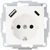 Kopp wandcontactdoos randaarde USB-A en USB-C met verhoogde aanraakbeveiliging HK07 Athenis arctic wit glans (297213002)