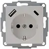 Kopp wandcontactdoos randaarde USB-A en USB-C met verhoogde aanraakbeveiliging HK07 Athenis grijs mat (297234007)