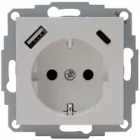 Kopp wandcontactdoos randaarde USB-A en USB-C met verhoogde aanraakbeveiliging HK07 Athenis grijs mat (297234007)