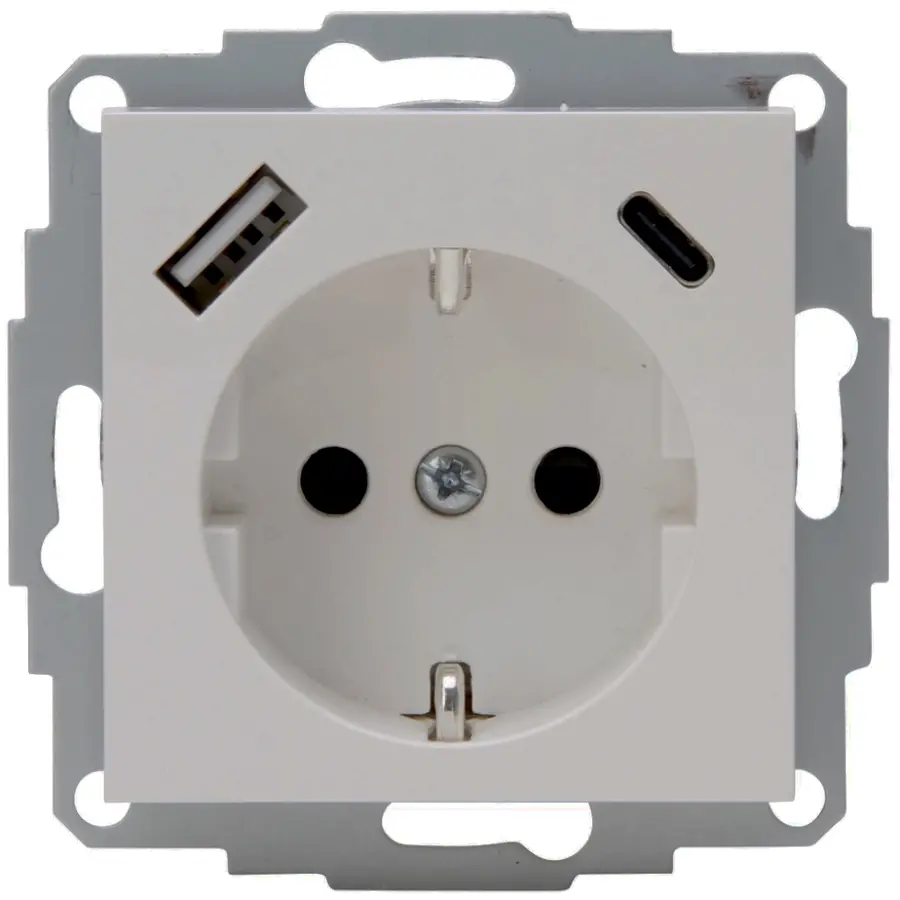 Kopp wandcontactdoos randaarde USB-A en USB-C met verhoogde aanraakbeveiliging HK07 Athenis grijs mat (297234007)