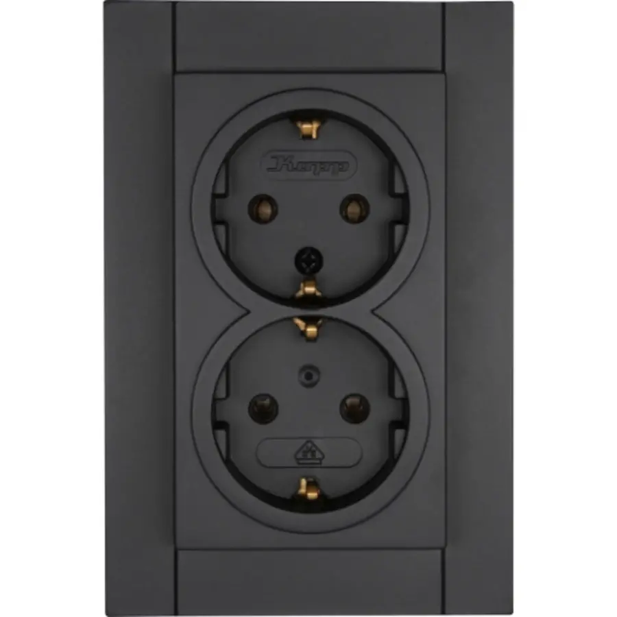 Kopp wandcontactdoos 2-voudig randaarde voor enkele inbouwdoos HK07 Athenis antraciet (929515007)