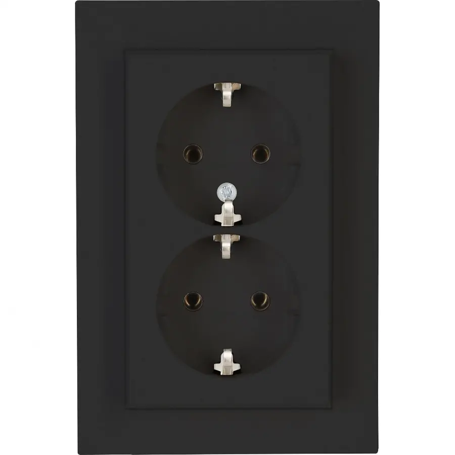 Kopp wandcontactdoos 2-voudig randaarde voor enkele inbouwdoos HK07 Athenis antraciet (929515007)