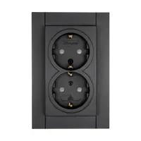 Kopp wandcontactdoos 2-voudig randaarde Safety+ voor enkele inbouwdoos HK07 Athenis antraciet (940215003)
