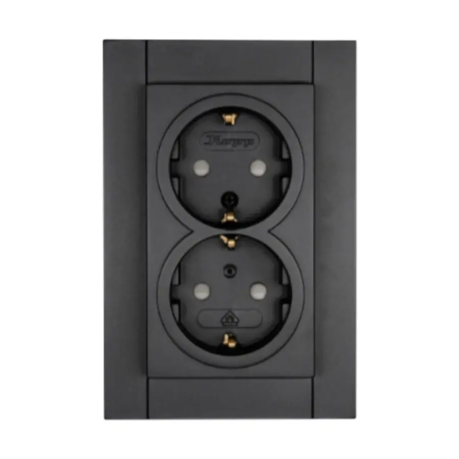 Kopp wandcontactdoos 2-voudig randaarde Safety+ voor enkele inbouwdoos HK07 Athenis antraciet (940215003)