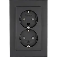 Kopp wandcontactdoos 2-voudig randaarde Safety+ voor enkele inbouwdoos HK07 Athenis antraciet (940215003)