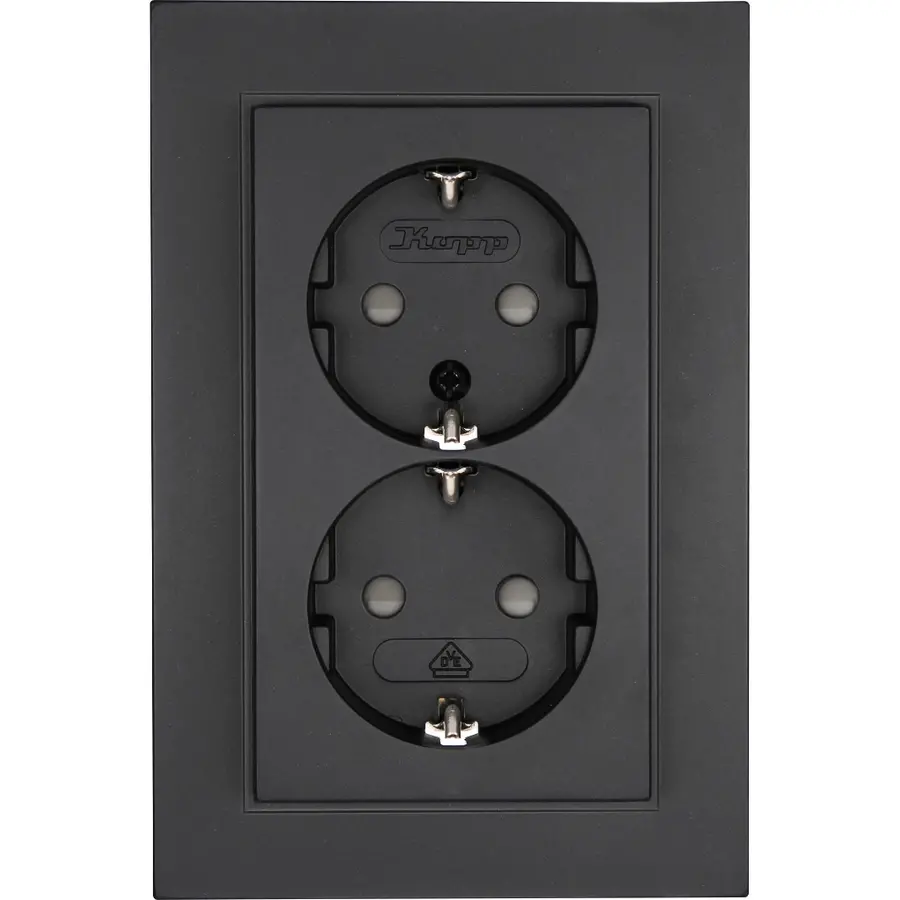 Kopp wandcontactdoos 2-voudig randaarde Safety+ voor enkele inbouwdoos HK07 Athenis antraciet (940215003)